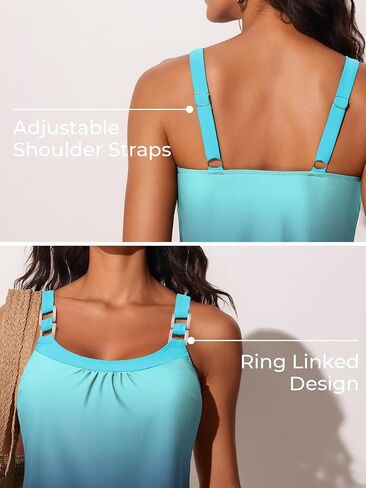 Summer Mae Women's Tankini Swimsuits 2 قطعة تحكم في البطن بدلة السباحة مع حلقة السراويل القصيرة الجيب مرتبطة 2025 ملابس السباحة in Kuwait