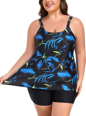 Ocean Blues Women's Tankini Swimsuits من قطعتين للاستحمام بدلات السباحة فضفاضة قمة دبابة مع Boyshorts in Saudi Arabia