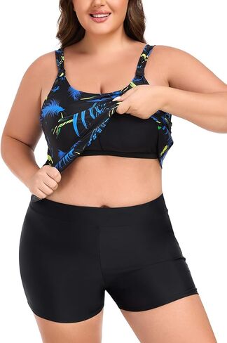 Ocean Blues Women's Tankini Swimsuits من قطعتين للاستحمام بدلات السباحة فضفاضة قمة دبابة مع Boyshorts in Saudi Arabia