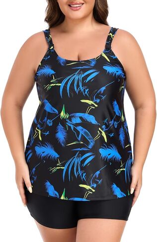 Ocean Blues Women's Tankini Swimsuits من قطعتين للاستحمام بدلات السباحة فضفاضة قمة دبابة مع Boyshorts in Saudi Arabia