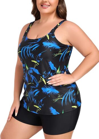 Ocean Blues Women's Tankini Swimsuits من قطعتين للاستحمام بدلات السباحة فضفاضة قمة دبابة مع Boyshorts in Saudi Arabia