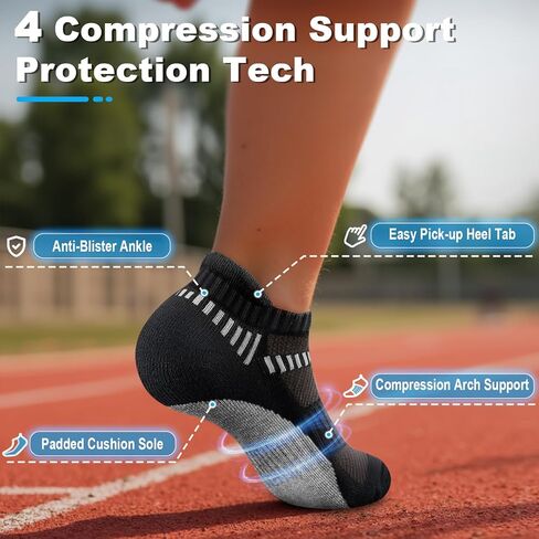 Bigant Boys Socks Low Cut Ankle Cushioned Athletic Socks for 4-12 Years Girls Kids Compression Running Arch Support 6 Pairs in Saudi Arabia