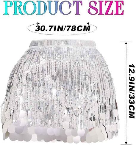 EARENT Sequin Skirt Sparkly Fringe Belly Dance Skirts for Women in Saudi Arabia
