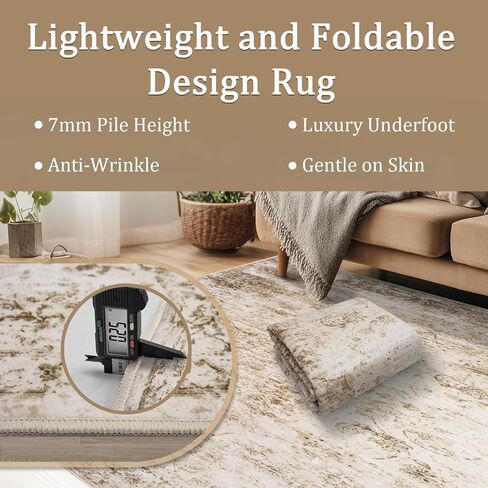 6x9 Area Rug Living Room Rugs - Washable Rug Large Modern Abstract Soft Thin Carpets Indoor Floor No Slip Vintage Carpet for Bedroom Under Dining Table Nursery Home Office Decor Blue in Saudi Arabia