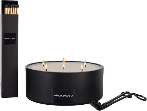 Aroma360 - My Way 50oz Candle - Luxury Scented Candles with Essential Oils - Lush Sandalwood, Warm Virginia Cedar & Iris - Aromatherapy - Soy Candles - 295hr Burn in Saudi Arabia