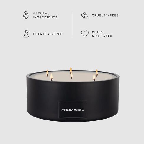 Aroma360 - My Way 50oz Candle - Luxury Scented Candles with Essential Oils - Lush Sandalwood, Warm Virginia Cedar & Iris - Aromatherapy - Soy Candles - 295hr Burn in Saudi Arabia