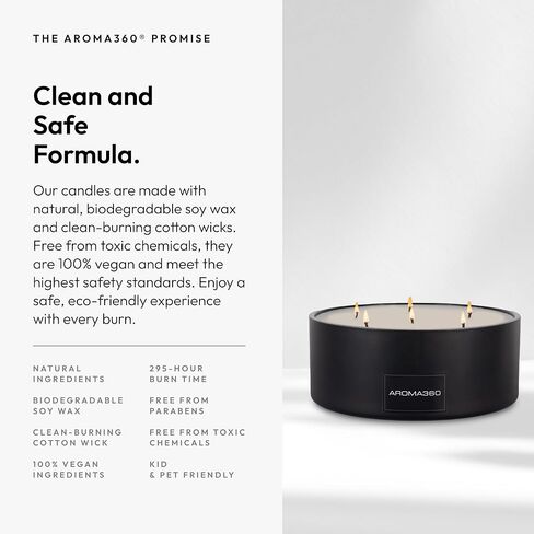 Aroma360 - My Way 50oz Candle - Luxury Scented Candles with Essential Oils - Lush Sandalwood, Warm Virginia Cedar & Iris - Aromatherapy - Soy Candles - 295hr Burn in Saudi Arabia