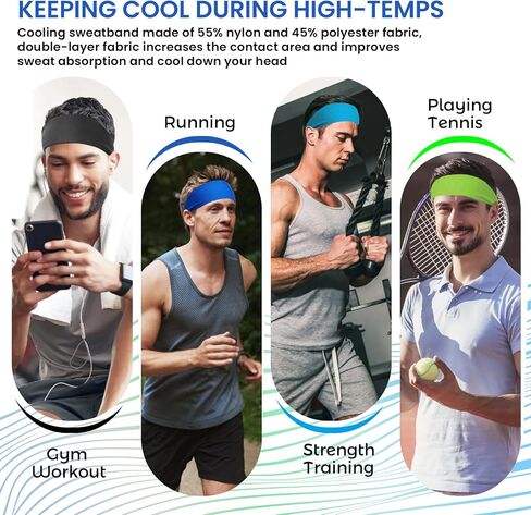 5PCS Cooling Headbands, Stretchy Cooling Sweatbands, Moisture-Wicking Sports Headbands for Women and Men Workout, Yoga, Running, Biking in Saudi Arabia