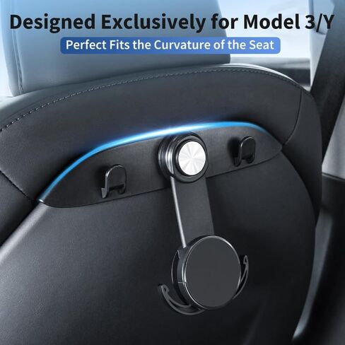 Tesla Model 3 Model Y الملحقات y 2024-2021 ، 4 في 1 خطاف مقعد السيارة و 720 درجة هولدر قابلة للتعديل لمقعد السيارة ، مقعد السيارة الخلفي منظمي HOOK HOOK （MAGNECTY TYPE in Kuwait