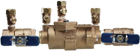 سلسلة Fengco LF850 1-1/2 بوصة من سبائك السيليكون النحاسية الخالية من الرصاص، مجموعة منع التدفق الخلفي للصمام المزدوج، إيقاف ربع دورة، قطر صغير، وصلات NPT، مستشعر التجميد، تصميم معياري in Kuwait