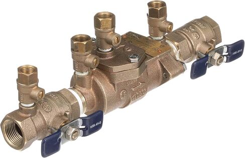 سلسلة Fengco LF850 1-1/2 بوصة من سبائك السيليكون النحاسية الخالية من الرصاص، مجموعة منع التدفق الخلفي للصمام المزدوج، إيقاف ربع دورة، قطر صغير، وصلات NPT، مستشعر التجميد، تصميم معياري in Kuwait