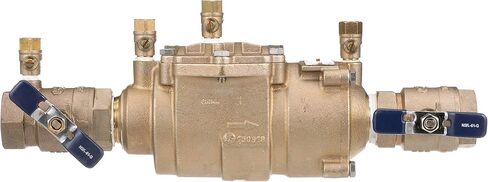 سلسلة Fengco LF850 1-1/2 بوصة من سبائك السيليكون النحاسية الخالية من الرصاص، مجموعة منع التدفق الخلفي للصمام المزدوج، إيقاف ربع دورة، قطر صغير، وصلات NPT، مستشعر التجميد، تصميم معياري in Kuwait