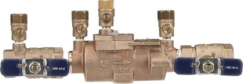 سلسلة Fengco LF850 1-1/2 بوصة من سبائك السيليكون النحاسية الخالية من الرصاص، مجموعة منع التدفق الخلفي للصمام المزدوج، إيقاف ربع دورة، قطر صغير، وصلات NPT، مستشعر التجميد، تصميم معياري in Kuwait