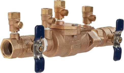 سلسلة Fengco LF850 1-1/2 بوصة من سبائك السيليكون النحاسية الخالية من الرصاص، مجموعة منع التدفق الخلفي للصمام المزدوج، إيقاف ربع دورة، قطر صغير، وصلات NPT، مستشعر التجميد، تصميم معياري in Kuwait