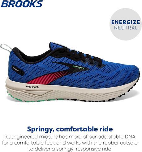 Brooks Men's Revel 6 Running Shoes, Red/Grey/White, 12.5 in Saudi Arabia