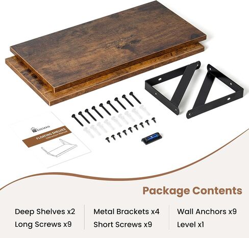 أرفف Axeman العائمة للجدار ، 16W × 8D أرفف عائمة من الخشب العائم مجموعة من 2 ، 8 '' رفوف جدران ريفية عميقة لفيلم غرفة المعيشة غرفة نوم حمام المنزل in Kuwait