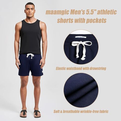 maamgic Mens Athletic Gym Shorts 5.5" Elastic Waist Casual Pajama Pocket Jogger Men Workout Short Pants Coral Orange Large in Saudi Arabia