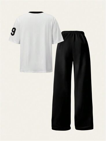 Soly Hux Girl's Sporty Dumbits Dumber Dumber Graphic Jersey Shirt و Suitpants Suit 2 قطعة in Kuwait