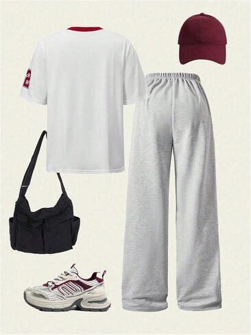 Soly Hux Girl's Sporty Dumbits Dumber Dumber Graphic Jersey Shirt و Suitpants Suit 2 قطعة in Kuwait