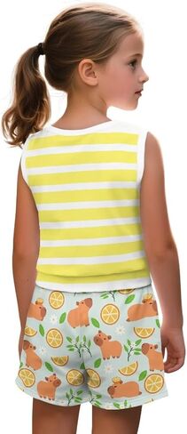 Girls 2 Piece Summer Outfits Tank Top and Shorts Set with Pocket for Workout Beach Vacation in Kuwait