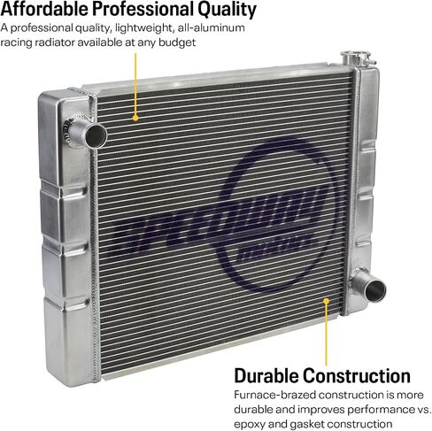 Speedway Motors CHEVROLET SBC/BBC Universal Lightweight Aluminium Chaiator ، عرض 28 بوصة ، والأداء المتميز مع أقصى تبريد ، وسهولة التثبيت لأي بناء in Kuwait