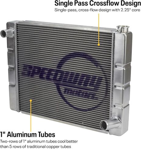 Speedway Motors CHEVROLET SBC/BBC Universal Lightweight Aluminium Chaiator ، عرض 28 بوصة ، والأداء المتميز مع أقصى تبريد ، وسهولة التثبيت لأي بناء in Kuwait