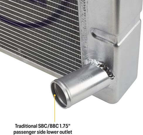 Speedway Motors CHEVROLET SBC/BBC Universal Lightweight Aluminium Chaiator ، عرض 28 بوصة ، والأداء المتميز مع أقصى تبريد ، وسهولة التثبيت لأي بناء in Kuwait