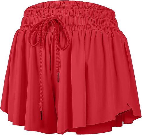 luogongzi 2 in 1 Flowy Shorts Beach Clothes for Women Gym Yoga Athletic Workout Running Hiking Spandex Comfy Lounge Sweat Skirt Casual Summer (L, Light Purple) in Saudi Arabia