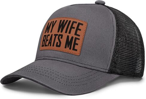 My Wife Beats Me Patch Hat Funny Saying Adjustable Snapback Cap Gag Birthday Gift for Husband Men in Saudi Arabia