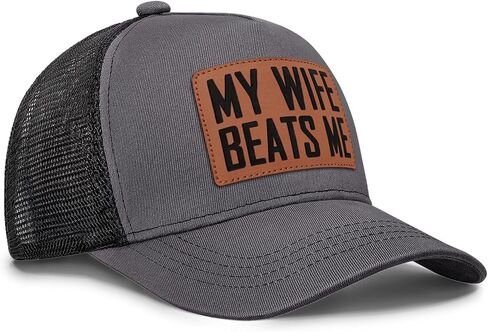 My Wife Beats Me Patch Hat Funny Saying Adjustable Snapback Cap Gag Birthday Gift for Husband Men in Saudi Arabia