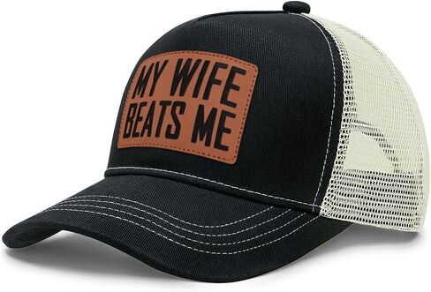 My Wife Beats Me Patch Hat Funny Saying Adjustable Snapback Cap Gag Birthday Gift for Husband Men in Saudi Arabia
