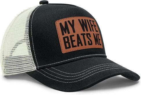 My Wife Beats Me Patch Hat Funny Saying Adjustable Snapback Cap Gag Birthday Gift for Husband Men in Saudi Arabia