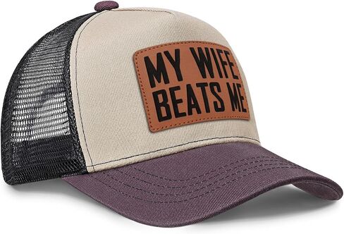 My Wife Beats Me Patch Hat Funny Saying Adjustable Snapback Cap Gag Birthday Gift for Husband Men in Saudi Arabia