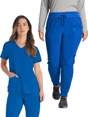 Dickies Women's Scrub Sets V-Neck Top DK615 Mid Rise Jogger DK065 with Moisture Wicking, Durable, and 360° Stretch Fabric in Saudi Arabia