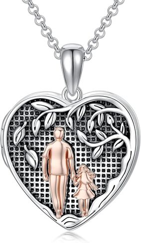 PROESS Father Daughter Locket Necklace S925 Sterling Silver Moon Locket Pendant Daughter Gifts from Dad Mom I Love You Forever Daughter Locket Jewelry Gift in Kuwait