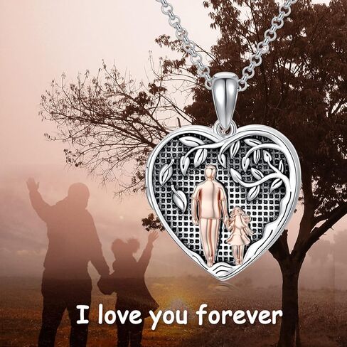 PROESS Father Daughter Locket Necklace S925 Sterling Silver Moon Locket Pendant Daughter Gifts from Dad Mom I Love You Forever Daughter Locket Jewelry Gift in Kuwait
