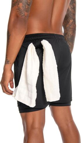 Nutria Mens Sharts 2Pack 5 '' Training Lightweight 2 في 1 تمرين الرياضة الرياضية الرياضية مع جيوب zip وحلقة منشفة U19 in Kuwait