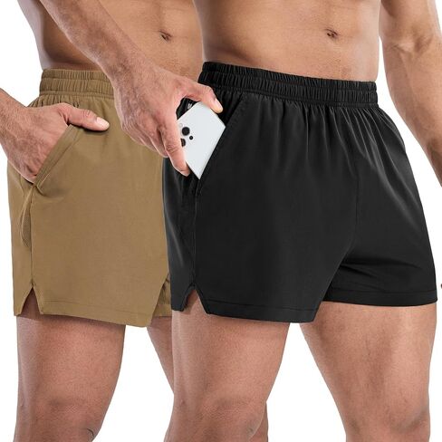 MIER 2 Pack Gym Shorts for Men Quick Dry Athletic Shorts with Brief Liner/Pockets for Running Workout Active, 3 Inch Inseam in Saudi Arabia