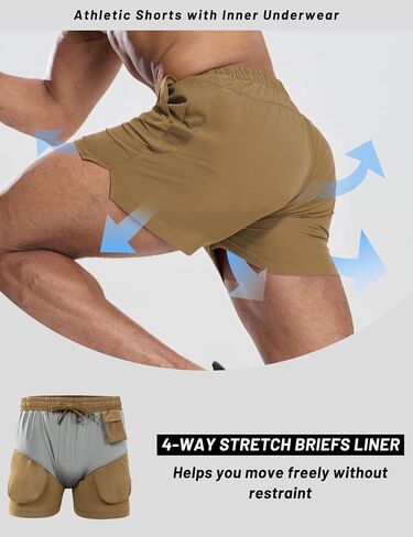 MIER 2 Pack Gym Shorts for Men Quick Dry Athletic Shorts with Brief Liner/Pockets for Running Workout Active, 3 Inch Inseam in Saudi Arabia