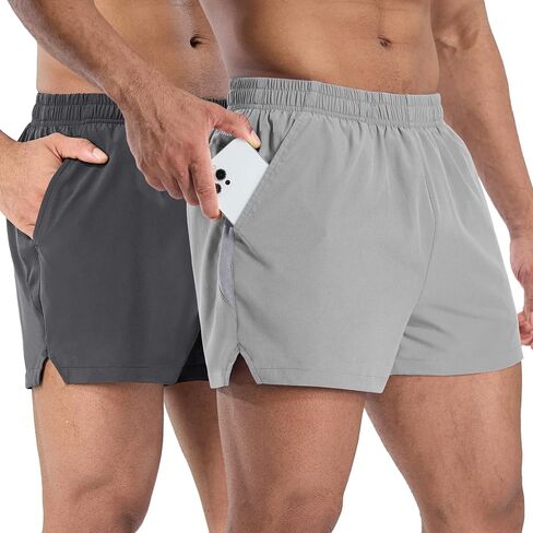 MIER 2 Pack Gym Shorts for Men Quick Dry Athletic Shorts with Brief Liner/Pockets for Running Workout Active, 3 Inch Inseam in Saudi Arabia