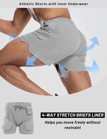 MIER 2 Pack Gym Shorts for Men Quick Dry Athletic Shorts with Brief Liner/Pockets for Running Workout Active, 3 Inch Inseam in Saudi Arabia