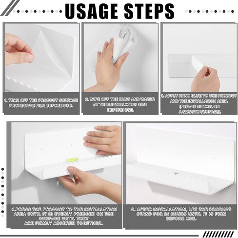 2 Pack Acrylic Wall Floating Shelves, White Adhesive Organizer, Acrylic Floating Bookshelves, Wall Display Shelve for Bedroom, Gaming Room, Living Room, Bathroom, Office in Saudi Arabia