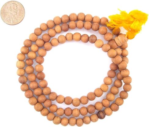 حبات الصدر 6 ملم من خشب الصندل مالا: حبات التأمل الخشبية العطرية العطرية لليوغا ، والمجوهرات ، والقلادة ، وترديد منتج نيبال الأصلي in Kuwait