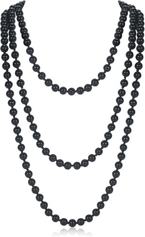 قلادة طويلة لؤلؤة طويلة للنساء ، قلادة لؤلؤ الطول الأنيقة الطويلة لحفل الزفاف 1920s Gatsby Costume Jewelry in Saudi Arabia