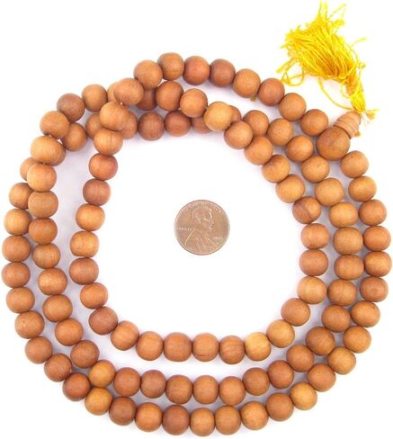 حبات الصدر 6 ملم من خشب الصندل مالا: حبات التأمل الخشبية العطرية العطرية لليوغا ، والمجوهرات ، والقلادة ، وترديد منتج نيبال الأصلي in Kuwait