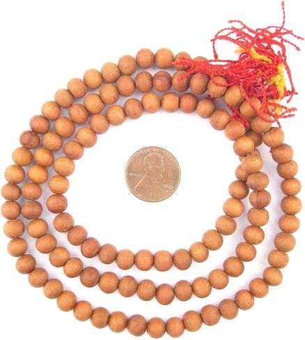 حبات الصدر 6 ملم من خشب الصندل مالا: حبات التأمل الخشبية العطرية العطرية لليوغا ، والمجوهرات ، والقلادة ، وترديد منتج نيبال الأصلي in Kuwait