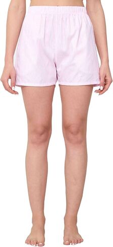 HiddenValor Women's Pajama Shorts Poplin Cotton Sleep Shorts in Kuwait