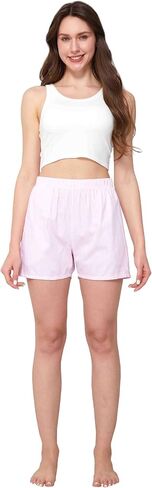 HiddenValor Women's Pajama Shorts Poplin Cotton Sleep Shorts in Kuwait
