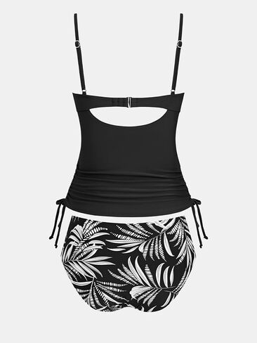 CUPSHE Women's Tankini Sets Diamond V Neck Underwire Cutouts Two Piece Swimsuit Adjustable Straps Drawstrings Swimwear in Kuwait