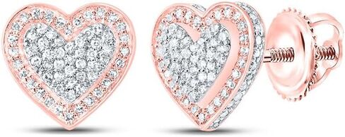 10KT Rose Gold 1/2 CTTW Natural Diamond Fashion Heart Stud in Saudi Arabia